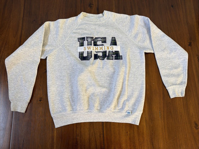 USA Swimming Discus Athletic Embroidered Sweatshirt Size Large Vintage