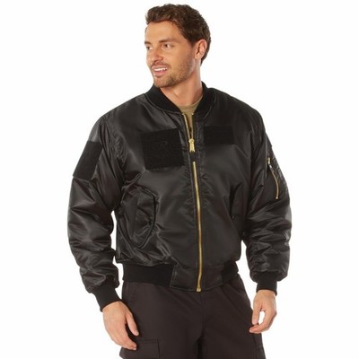 Rothco Flight Jacket W/ Patches Classic Cold Weather W/ Morale Patches Black L