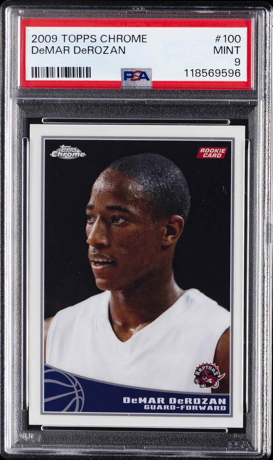 2009 TOPPS CHROME #100 DEMAR DEROZAN 157/999 PSA 9
