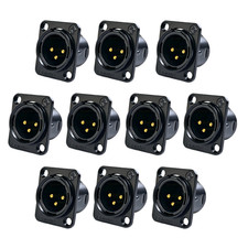 10Pcs 3Pin XLR Male Panel Mount Connector Audio Jack, Fine nickel-plated housing