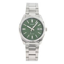 CASIO MTP-1302DA-3A MTP-1302DA STANDARD Quartz Analog Green Silver