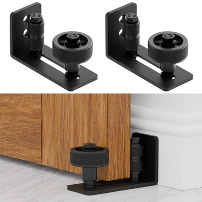 2 Pack Sliding Barn Door Floor Guide, Wall Mount Stay Roller with 8 Setup Opt...