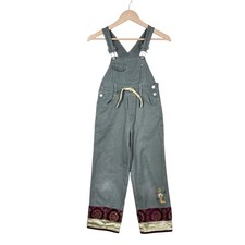 Vintage 90s Looney Tunes Tweety Bird Embroidered Bib Overalls sz 7/8 Green READ
