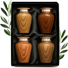 Metallic Wooden Print Small Urns for Human Ashes Keepsake - Mini Urn for Ashes A