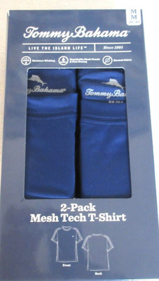 Men's Tommy Bahama 2 Pack Mesh Tech Stretch T Shirt Blue Marlin Logo NIB