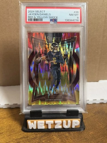 2024 Panini Select Concourse Jayden Daniels Black & Red Shock Prizm (RC) PSA8