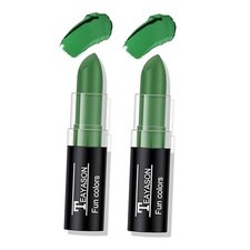 2pcs Green Face Body Paint Stick,Green Eyeblack Lipstick for St 2pcs green
