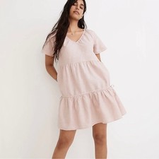 Madewell Lorelei Linen Blend Mini Dress Blush Pink Cottagecore Soft Girl