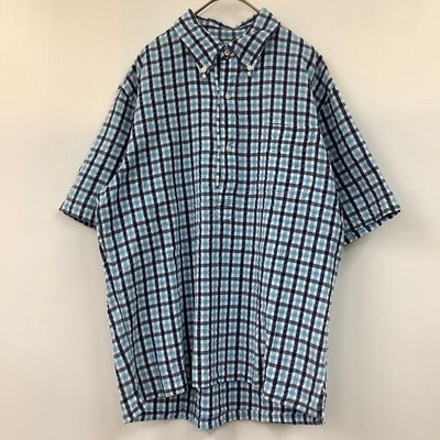 Sugar Cane Short-Sleeved Shirt Checkered Sky Blue SIZE:M EX cond ship From JAPAN