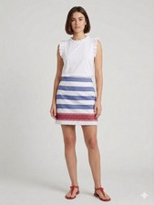 Vineyard Vines Red White Blue Striped Embroidered Mini Skirt Size 10 Costal