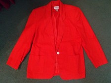 Talbots Women's Career Lined Petite Red 100 Linen Blazer Sz 12P