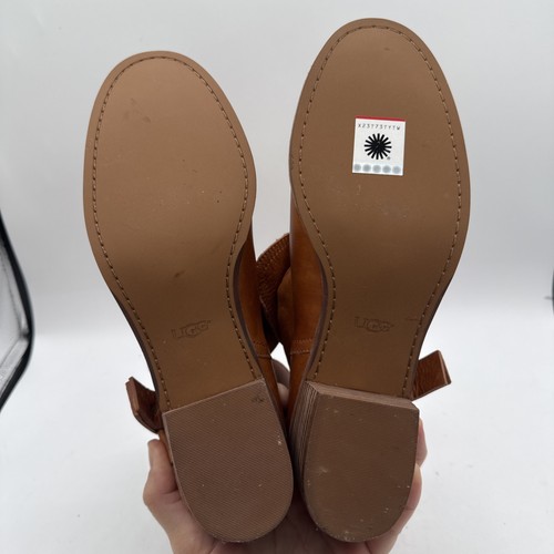 UGG Elora Chestnut Camel Leather Strappy Ankle Boots Women's Sz 9 READ - Picture 6 of 12