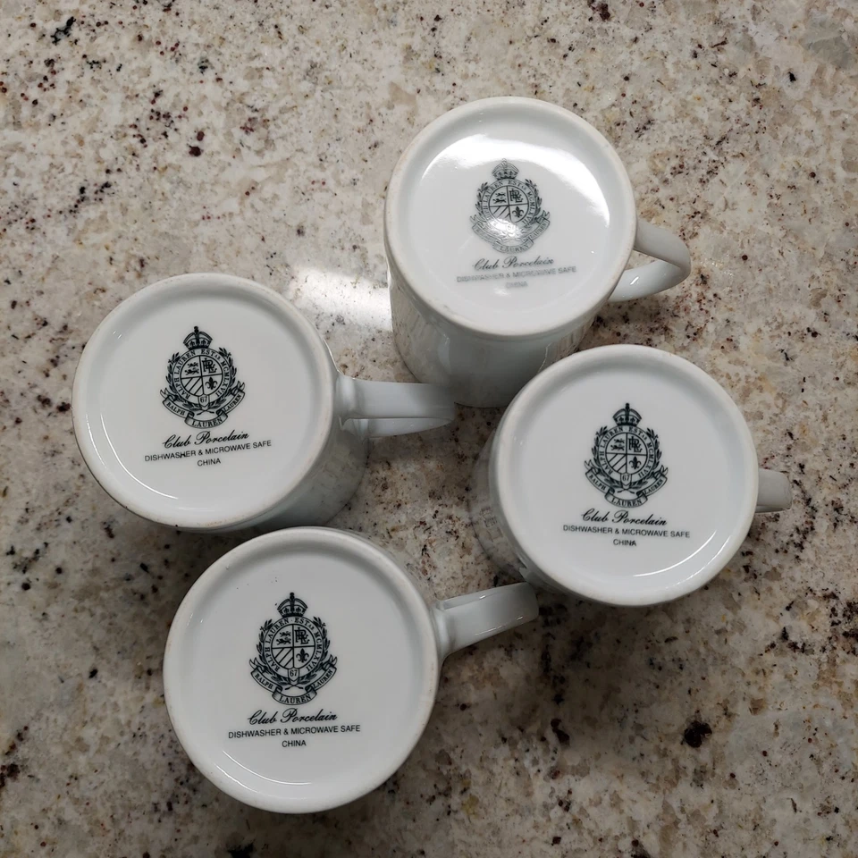Tazas de té de café Ralph Lauren Club porcelana blanca 4 1/4" (JUEGO DE 4) Foto 3 de 4
