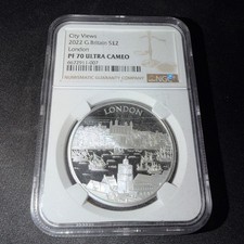 2022 Silver Proof 1oz £2 coin "City Views -  London " NGC PF70 with Case & COA