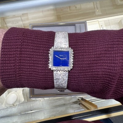 Audemars Piguet Women s 18k White Gold Diamond Bezel Lapis Dial Watch