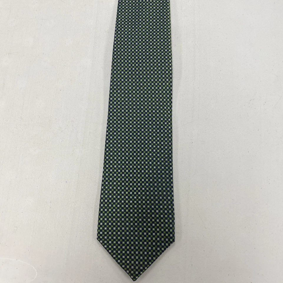 Corbata de cuello de seda con patrón a cuadros verdes Jos.A.Bank para hombre Foto 2 de 4