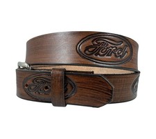 Handmade Ford Embossed Design Leather Belt Size 30-52