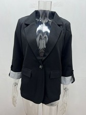 Women's Solid Color For Blazer Jacket 3/4 Sleeve Button Pocket Polyester Fabric