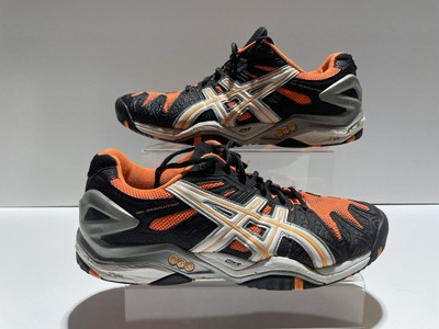 SELTENE Asics Turnschuhe Größe 9 UK Gel Auflösung 7 Tennisplatzschuhe schwarz orange
