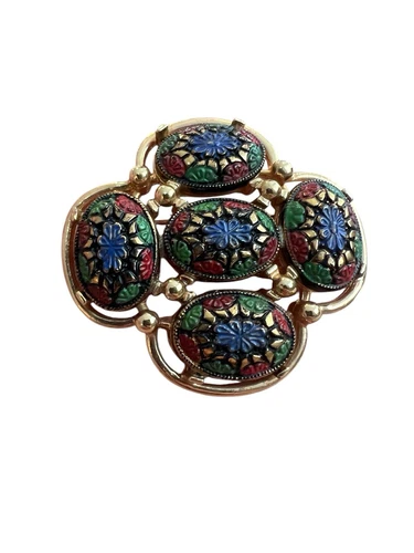 Vintage Sarah Coventry Mosaic Style Brooch Pin Light of the East 1968 Signed