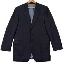 Jack Victor Mens 44XL Big Tall Sport Coat Blazer Navy Wool Windowpane Check EUC