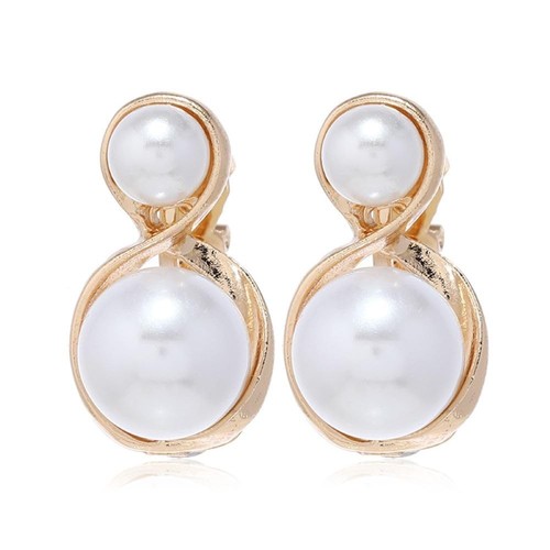 Simulated Pearl Clip On Stud Earrings (Double Pearls)