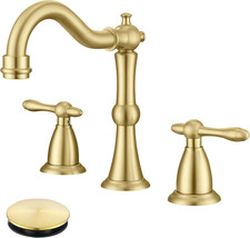 Antique Brushed Gold 3-Hole Bathroom Faucet Widespread Vanity Sink JXM3073BG