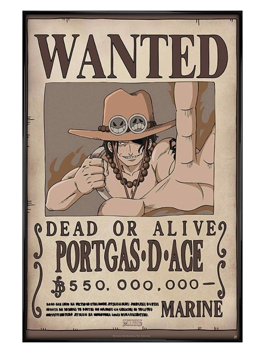 One Piece Wanted Ace Maxi Poster - Gloss Black Framed