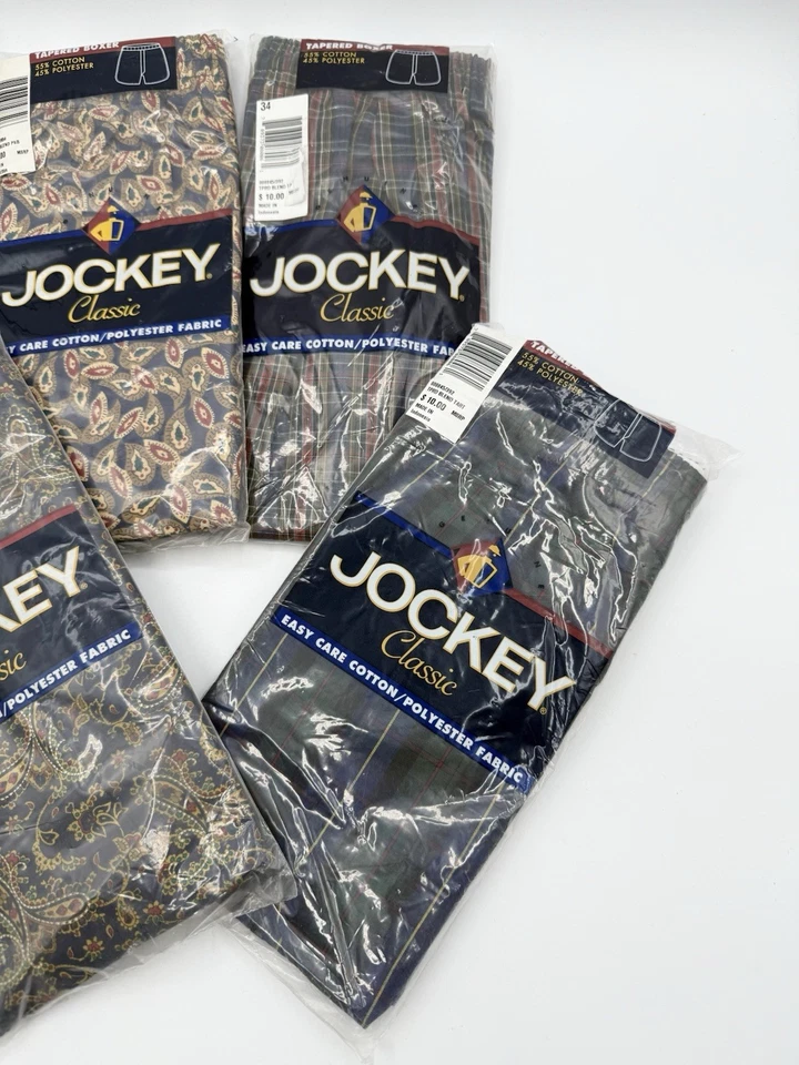 Cantidad 4 Boxer Cónico Clásico Jockey De Colección Nuevo de Lote Antiguo Talla 34 Cuadros 2000 Y2K Cachemira Foto 3 de 4