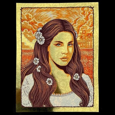Todd Slater 13 Beaches Lana Del Ray Gold Mirror Foil Print Signed Numbered