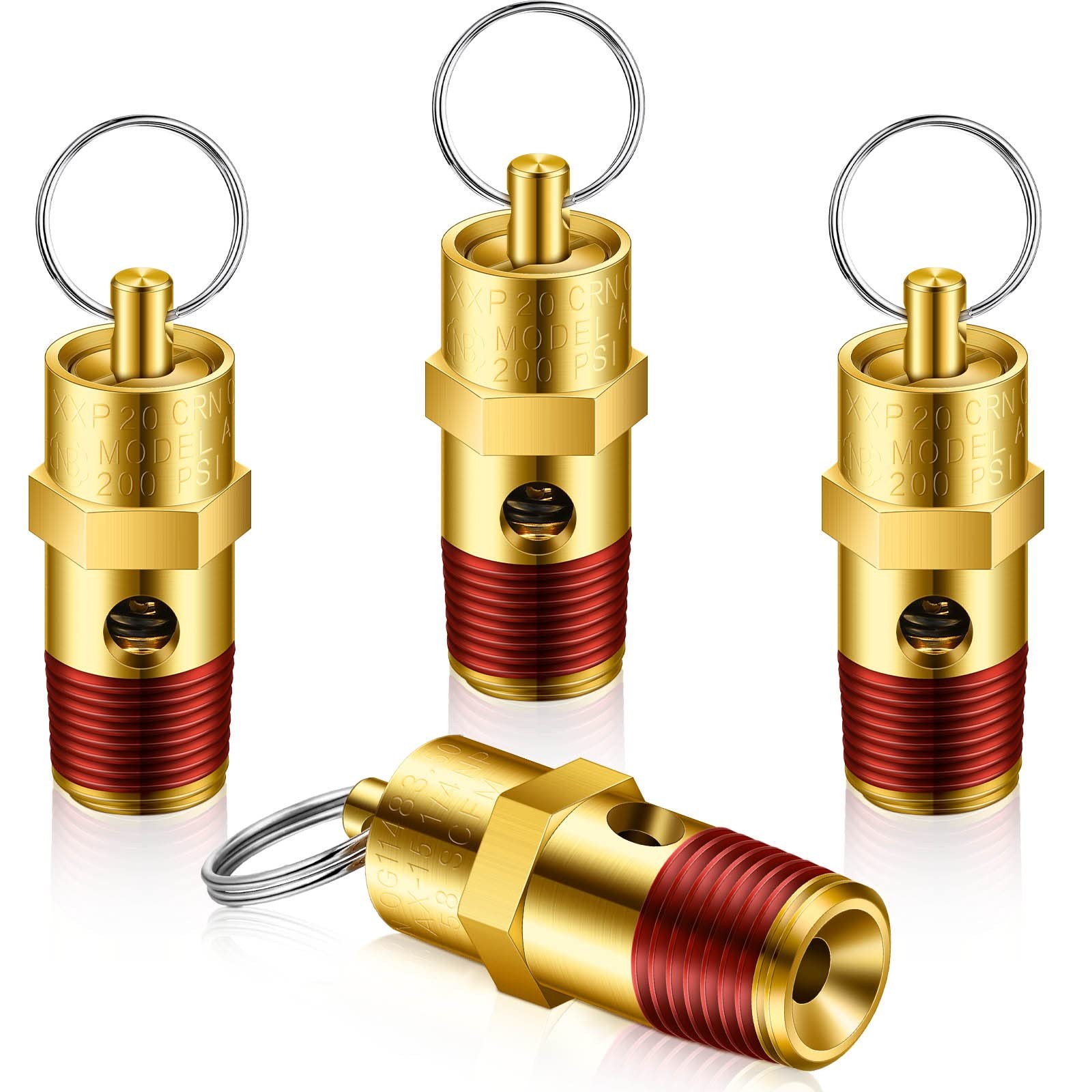 4-Piece 1/4 Inch NPT Safety Relief Valve for Air Compressor