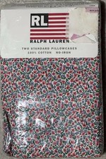 RARE VINTAGE RALPH LAUREN ZOE FLORAL FLOWER STANDARD PILLOWCASES RED GREEN BLUE