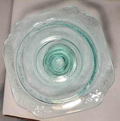 Indiana Glass Clear/green Footed Pedestal Butter Dish/Candy Dish with Lid - Picture 6 of 7