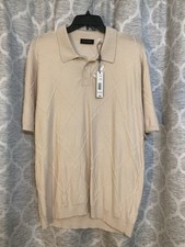 Tahari Men s Viscose Blend Polo Sweater Sandy...