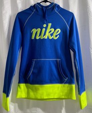 Women's Nike Therma-Fit Gray, Purple Neon Yellow Pullover Hoodie Size Small
