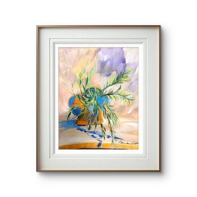 Herbal Pot 9''x12 Abstract Paper  Rosemary in a Pot  Expressionism  Home Art