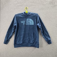 The North Face Women Hoodie L Blue Fleece Activewear Logo Long Sleeve