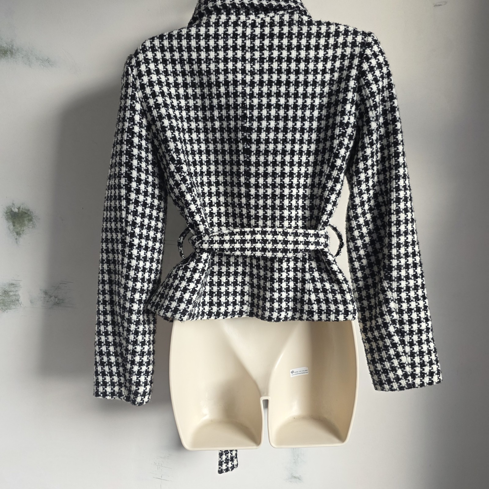 Zara Basic Houndstooth Blazer Jacket Black White … - image 8