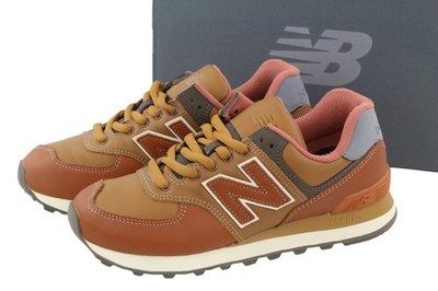 New Balance 574 Herren Sneakers EU40 Braunes Leder Low Top Spitze Bequeme Schuhe