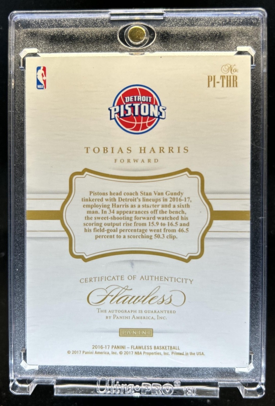 2016-17 Panini Flawless Tobias Harris Premium Ink Emerald Auto #/5 Pistons view 2
