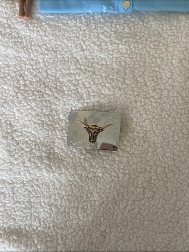 VTG- Texas Longhorn Steer Head Western Cowboy Metal Belt Buckle,chrome