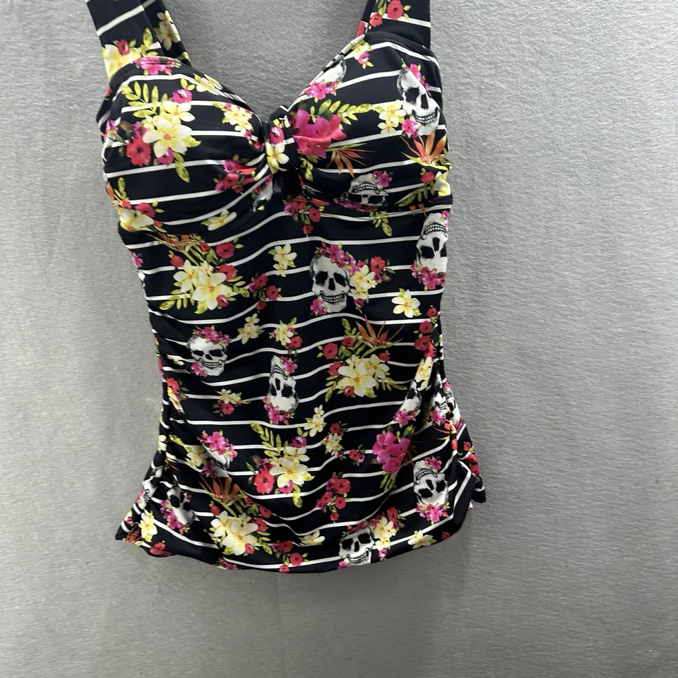 Maiô Torrid Tankini Feminino 14 0 Top APENAS Tropical Skulls Keyhole Recorte - Imagem 4 de 4