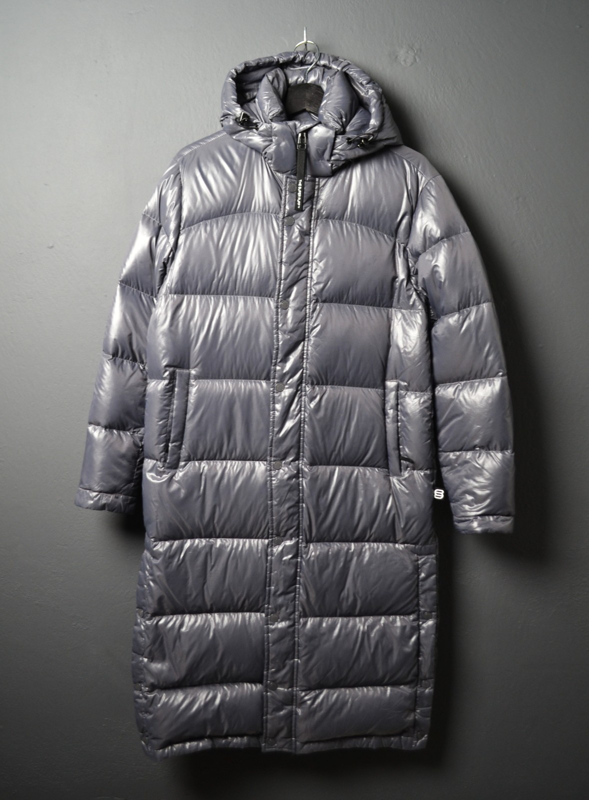 TNA Atitzia The Super Puff Long Gloss Down Parka Jacket XS Gray