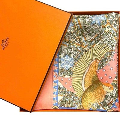 Cute Hermes Silk Scarf Carré90 Center Axis Of The World Nature Pink