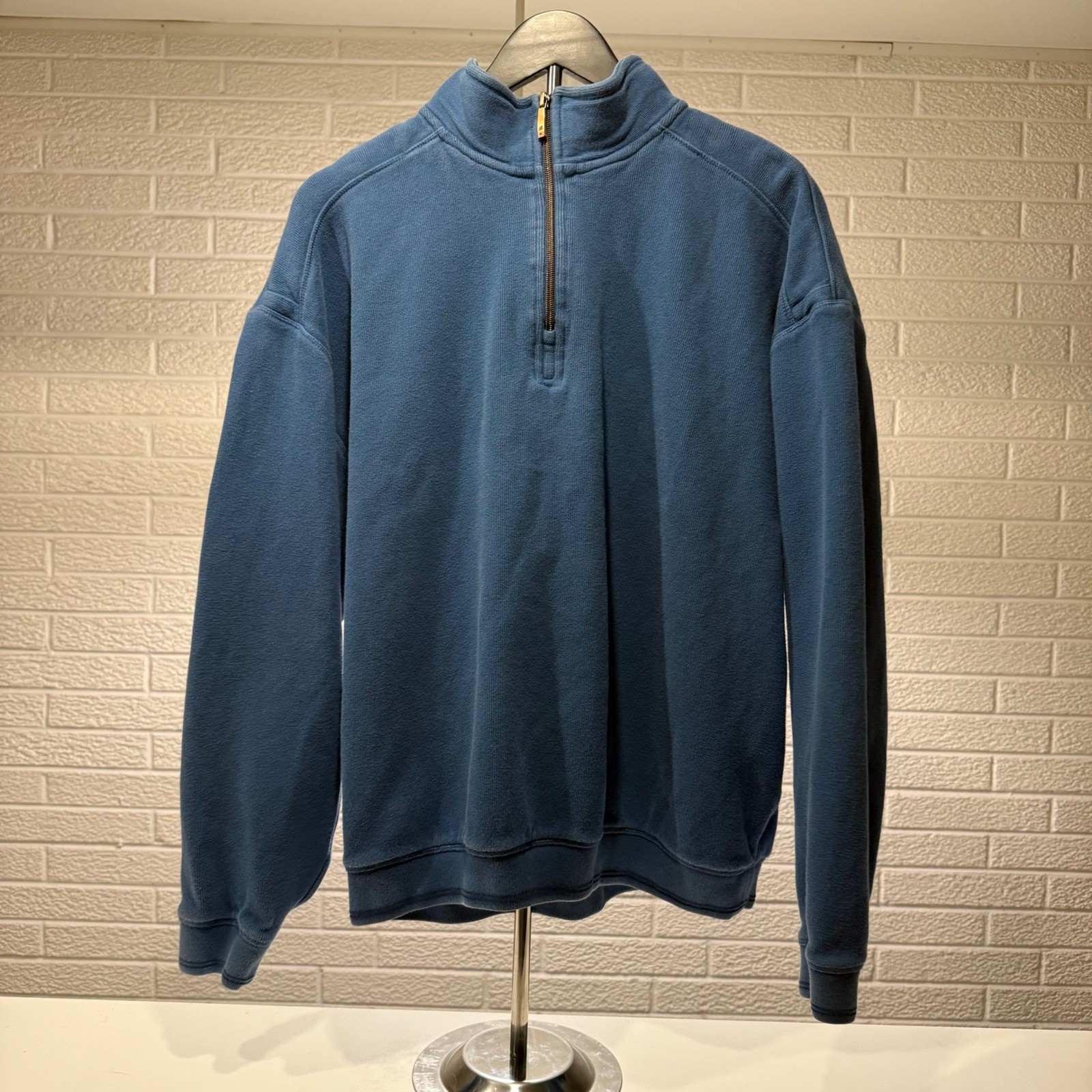 Tommy Bahama Blue Cotton 1/4 Zip Pullover Sweatshirt Men's XL TG