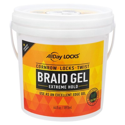 AllDay Locks Braid Gel (Bucket) | Extreme Hold, High 64 Fl Oz (Pack of 1) 