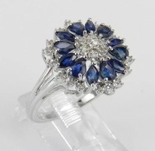 2Ct Pear LabCreated Blue Sapphire Women's Wedding Ring 14K White Gold Plated