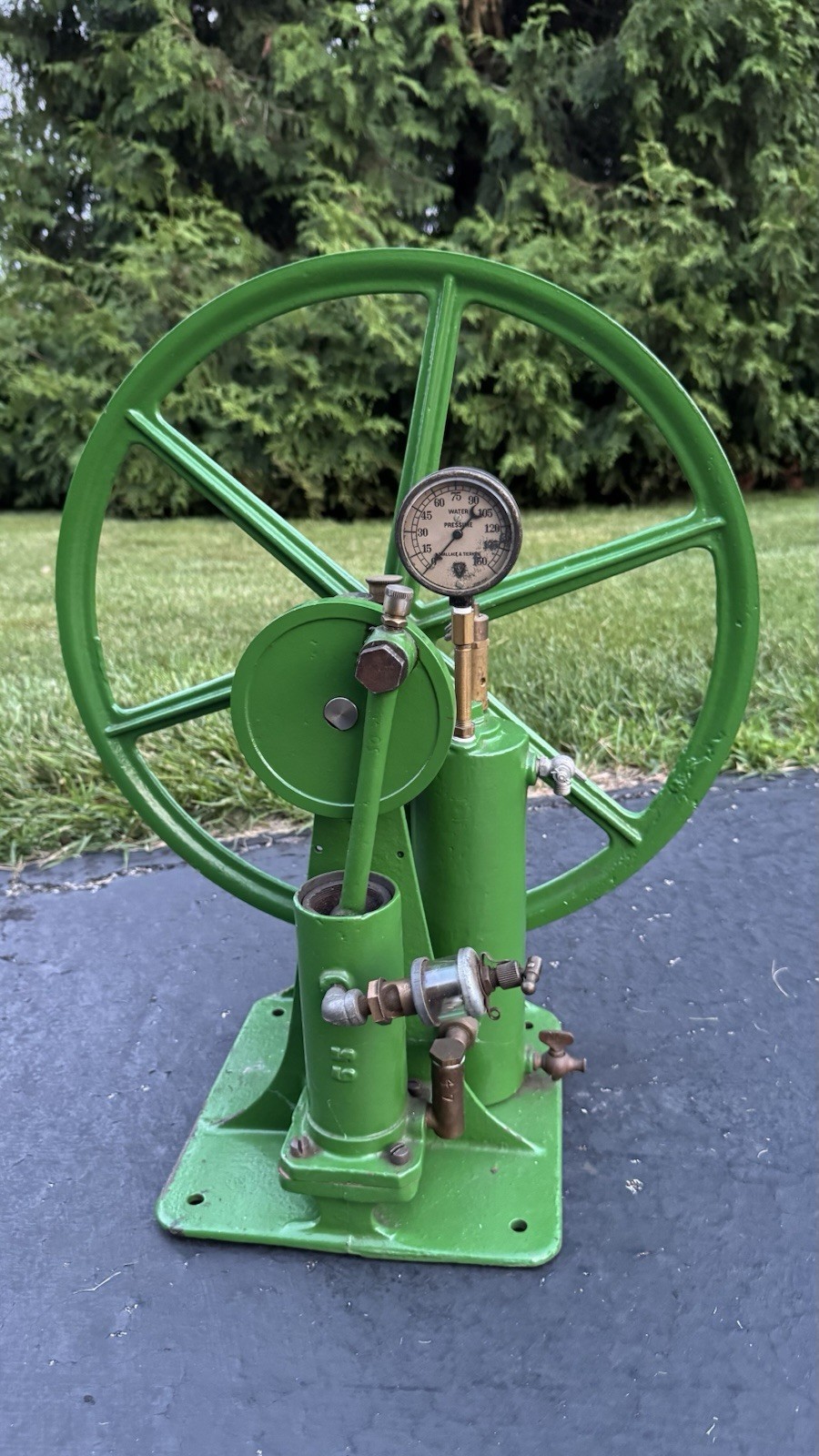 Vintage Cast Iron Open Cylinder Pump Hit & Miss Style Flywheel Pulleys Chicago
