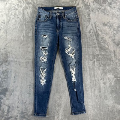 KanCan Distressed Skinny Jeans Women s Size 24 Blue Denim