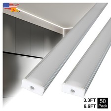 50 Pack 3.3FT/1M U-Channel Led Aluminum Channel With Milky Cover For Led Strip